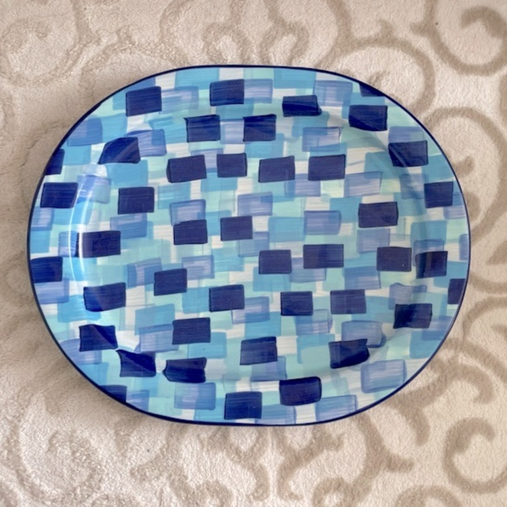 Fun Modern Shades of Blue Gail Pittman Large Oval Platter